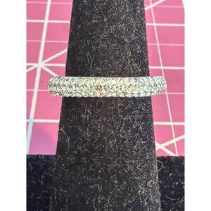 Silver Tone Crystal Rhinestone Eternity Band Ring ATI BR CH Stack Size 6.75